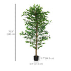 HOMCOM - Arbre artificiel ficus 6 pi pour décoration intérieure - vert-Mousse en PE et terreau en ciment inclus, pour plus de stabilité et de réalisme  