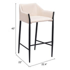 Zuo - Andover Tabouret de bar - Beige-Garantie limitée de 3 ans