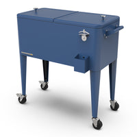 Permasteel - Glacière de patio rétro 80 pintes sur roulettes avec séparateur - bleu marine-Sa grande capacité de 80 pintes offre un espace généreux pouvant contenir jusqu’à 110 canettes de 12 oz, plus de la glace.