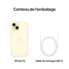 Apple - iPhone 15 6,1 po ecran Liquid Retina, 128 Go, Jaune, Bell et Virgin Plus-Garantie limitée d'un an du fabricant