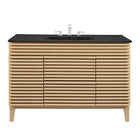 Modway - Render 48" Vanité de salle de bain à un seul lavabo - Noir de chêne-Bassin d’évier en céramique