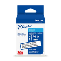Brother - TZe241 Ruban laminé authentique pour étiqueteuses P-touch - 18 mm de largeur x 8 m de longueur - blanc avec texte noir-Ruban laminé TZe blanc avec texte noir de 18 mm
