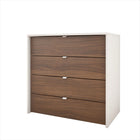 Nexera - Commode Axel 4 tiroirs, Blanc et noyer-4 tiroirs sur coulisses de métal solides