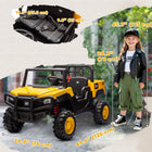 Qaba - Tracteur électrique pour enfants 24V 4WD 2 places - jaune-Puissant système 4WD 24V capable de conquérir divers terrains pour des aventures tout-terrain passionnantes 