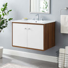 Modway - Transmit 30" Vanité de salle de bain murale - Blanc noyer-Conception murale
