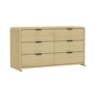 Manhattan Comfort - Grace commode double moderne 60" - chêne naturel et noir-Comprend 6 tiroirs avec extension de 0,75