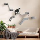 PawHut - étagères murales pour chat 5 pièces avec poteau à griffer, échelle - perchoirs-Fabriqué avec une structure en panneau de particules P2 assurant la stabilité 