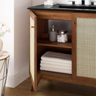 Modway - Soma 36" Vanette de salle de bain - Noir noyer-Portes en rotin tissé
