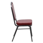 Flash Furniture – Chaise banquet empil Hercules, dos couronne, vinyle bourgogne, siège de 2,5 po, structure argentée, 4/paquet-Conception à dossier couronne