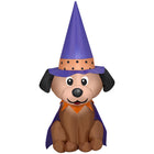 GEMMY - Chien gonflable d'Halloween avec chapeau de sorcière - 122 cm-S'illumine grâce à une lumière LED brillante et économe en énergie