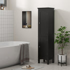 Kleankin - Armoire de rangement de salle de bain haute avec étagères réglables - noir-Trois étagères dans les deux armoires sont réglables, vous offrant plus de flexibilité de rangement 