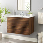 Modway - Render Fixation murale de 30" Vanette de salle de bain - Blanc noyer-Conception murale