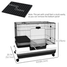PawHut - Cage à deux niveaux pour lapin, cochon d’Inde, furet, 28 po H, plateau amovible - noir-Plateforme et rampes incluses pour une vie amusante et heureuse 