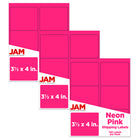 JAM Paper Étiquettes postales de couleur néon fluorescent, 3 1/3 x 4 po, rose néon, 360/paquet-Taille : 4 x 2 po