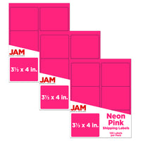 JAM Paper Étiquettes postales de couleur néon fluorescent, 3 1/3 x 4 po, rose néon, 360/paquet-Taille : 4 x 2 po