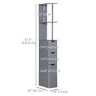 HOMCOM - Armoire de salle de bain étroite avec tiroir et étagères ouvertes - gris-Idéal pour ranger les serviettes, les articles de toilette et autres accessoires de salle de bain   