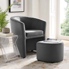 Modway - Divulge Performance Velvet Fauteuil et ensemble ottoman - Gris-Ottoman de rangement caché
