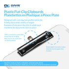 Davis Group - Planchettes à pince transparentes, format lettre, 9 po l x 12 po H – Transparentes - 6 par paquet-transparentes