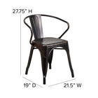 Flash Furniture – Ensemble avec table et 2 sièges à bras ajourés, int/ext, métal noir/or patiné (CH31330270BQ)-27,75 larg. x 27,75 prof. x 29 haut. (po)/carré