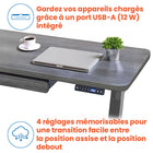 Motionwise - Bureau de la série M2 48 po de largeur, Motionwise - Bureau électrique assis-debout avec double moteurs et tiroir coulissant - Gris Rustique-Espace de travail spacieux mais compact : La surface de 48 po x 24 po offre un grand espace pour votre configuration, tout en s’intégrant bien aux bureaux à domicile ou professionnels. De plus, un tiroir coulissant offre un espace supplémentaire pour ranger vos fournitures comme les cahiers, livres et stylos.