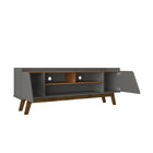 Manhattan Comfort - Meuble TV Marcus 62,99 po style Mid-Century Modern - Greige et Nature-Comprend 5 étagères fixes