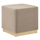Modway - Tilden Velous de performance carré 17" Rembourré Ottoman - Taupe Natural-Revêtement en velours de performance