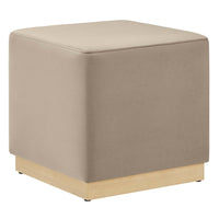 Modway - Tilden Velous de performance carré 17" Rembourré Ottoman - Taupe Natural-Revêtement en velours de performance
