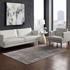 Modway - Margarida Turc vintage vieilli vieilli Tapis de comédie 8 pi l x 10 pi L - Bleu et crème-Protéger les planchers de la circulation ou des meubles