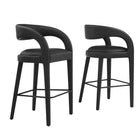 Modway - Pinnacle Cuir végane Tabouret de bar - Noir noir - Ensemble de 2-Ensemble de tabouret de bar moderne