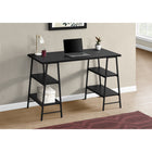 Monarch Specialties - 7522 Bureau 48 po L - Noir/Metal Noir-Le bureau épais et rectangulaire et 4 tablettes de 2 tailles différentes sont finis en noir avec une texture lisse