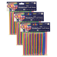 Creativity Street - Bâtons d'artisanat géants WonderFoam - Couleurs assorties - 6" x 3/4" - 3 paquets de 100-Bâtons d'artisanat en mousse flexible