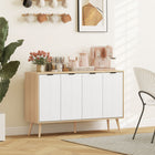HOMCOM - Buffet moderne 47,2 po L, meuble de rangement - bois naturel-Équipé de deux étagères réglables pour accueillir des objets de différentes hauteurs 
