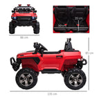 Aosom - voiture électrique pour enfants 2 places 12v rc camion de police - rouge-Musique préinstallée et centre multimédia, ou utilisez l'importation USB/TF et les prises auxiliaires pour écouter leur chanson préférée 