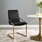 Modway - Pitch Performance Velvet Fauteuil à manger - Or Noir-Acier inoxydable doré