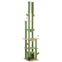 PawHut - arbre à chat du sol au plafond 89 po-100 po avec poteaux à griffer - vert-Hauteur réglable, 88,6 po-100,4 po (225-255 cm), économise de l’espace et améliore les niveaux élevés 