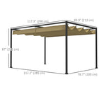 Outsunny - Pergola de patio avec auvent rétractable - 10 pi x 7 pi - kaki-Idéal pour porche, pergola, terrasse, gazebo ou tout espace extérieur 