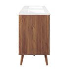 Modway - Transmit Double évier 48" Vanette de salle de bain - Blanc noyer-Tiroirs à extension complète