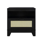 Manhattan Comfort - Table de nuit Sheridan 54,9 cm style mid-century moderne - Noir-Table de nuit moderne en rotin pour chambre et salon