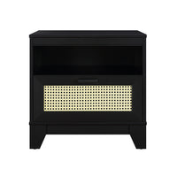 Manhattan Comfort - Table de nuit Sheridan 54,9 cm style mid-century moderne - Noir-Table de nuit moderne en rotin pour chambre et salon