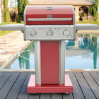 Kenmore - Barbecue au gaz sur piédestal à 3 brûleurs - Rouge-Surface de cuisson principale : 381,8 pouces carrés.