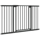 PawHut - Barrière pour bébé 30 po-51 po, barrière pour animaux avec 2 kits d’extension, fermeture automatique - noir-Convient aux bébés de 6 à 24 mois et aux chiens de petite à moyenne taille jusqu'à 22 lb (10 kg), hauteur d'épaule de 15,7 po (40 cm) 