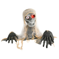 HOMCOM - Momie animée Halloween - Décoration effrayante demi-corps - Marron et Gris-Momie borgne avec bras flexible et pliable 