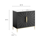 Modway - Awaken 36" Vanette de salle de bain - Blanc Noir-Construction en bois massif et MDF