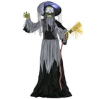 Outsunny - Décoration d'Halloween animée - sorcière animatronique - noir-Une sorcière réaliste grandeur nature de 72" (183 cm) ajoute une touche effrayante à votre décoration 