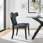 Modway - Curve Cuir végane Chaise à manger - Gris-Rembourrage en mousse dense