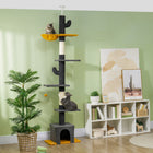 PawHut - Arbre à chat du sol au plafond 90,5 po-108 po hauteur réglable - gris foncé-Design peu encombrant qui s'intègre facilement dans les petites pièces 