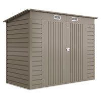 Outsunny - Abri de rangement extérieur 8 pi x 4 pi avec porte verrouillable et 2 évents-Sept colonnes de support avec traverses et kit de fondation pour une stabilité renforcée
