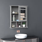 Kleankin - Armoire de salle de bain murale avec miroir et trois étagères - gris-Porte magnétique avec une forte aspiration, empêchant les objets de tomber 