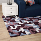 Modway - Andela Mosaïque de blocs imbriqués Tapis de 5 pi l x 8 pi L - Rouge multicolore et bleu clair-Protéger les planchers de la circulation ou des meubles