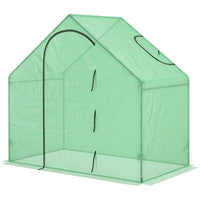 Outsunny - Serre de jardin à entrée piétonne 6 pi x 3,3 pi x 5,5 pi avec porte et fenêtre, bâche PE verte-Construit avec un cadre en acier renforcé pour une utilisation durable et une stabilité accrue  
